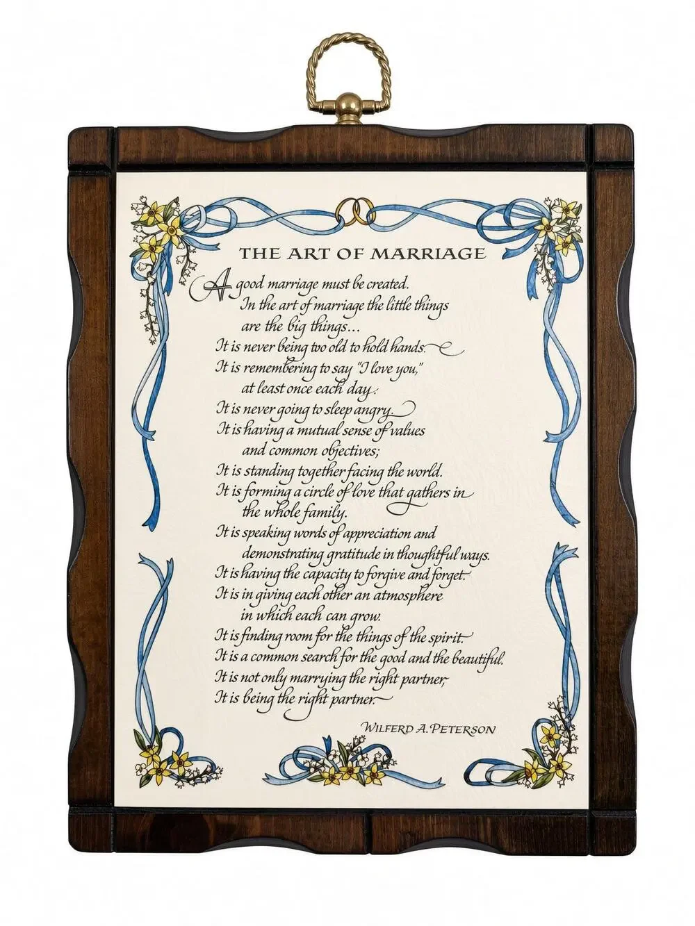 Vintage Art of Marriage Wood Plaque, Wilford Peterson Poem, 1970s Wedding Gift